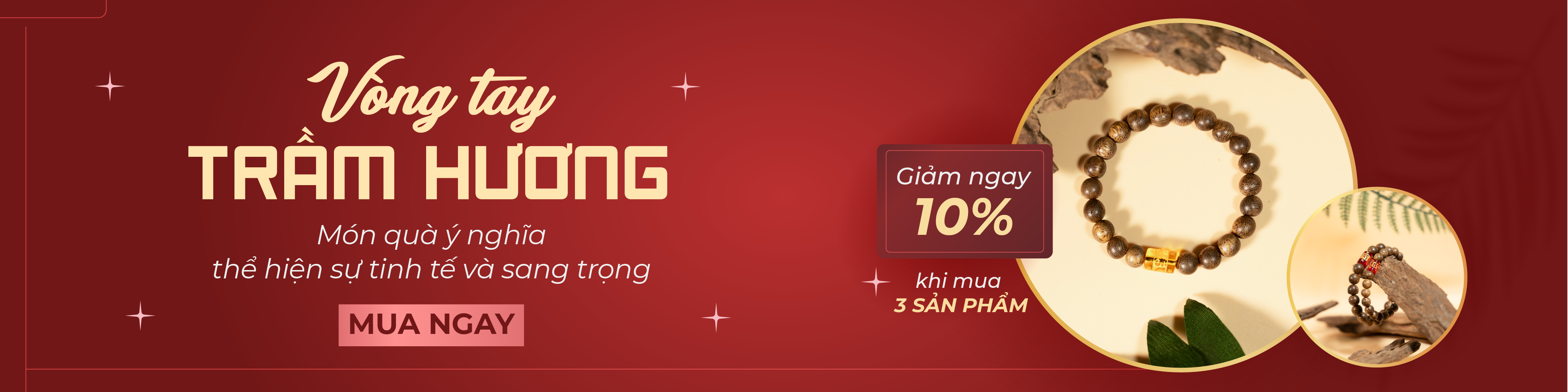 Vòng tay trầm hương giảm 10 phần trăm khi mua 3 sản phẩm