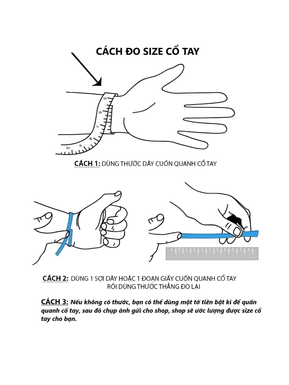 Hướng dẫn cách đo size cổ tay